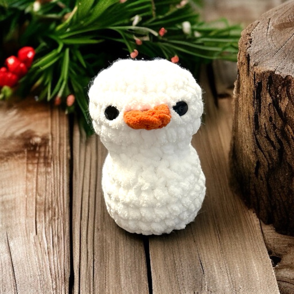 Handmade White Crochet Duck